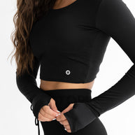 Astoria LIVE LUXE Crossed Sleeve Crop - Black