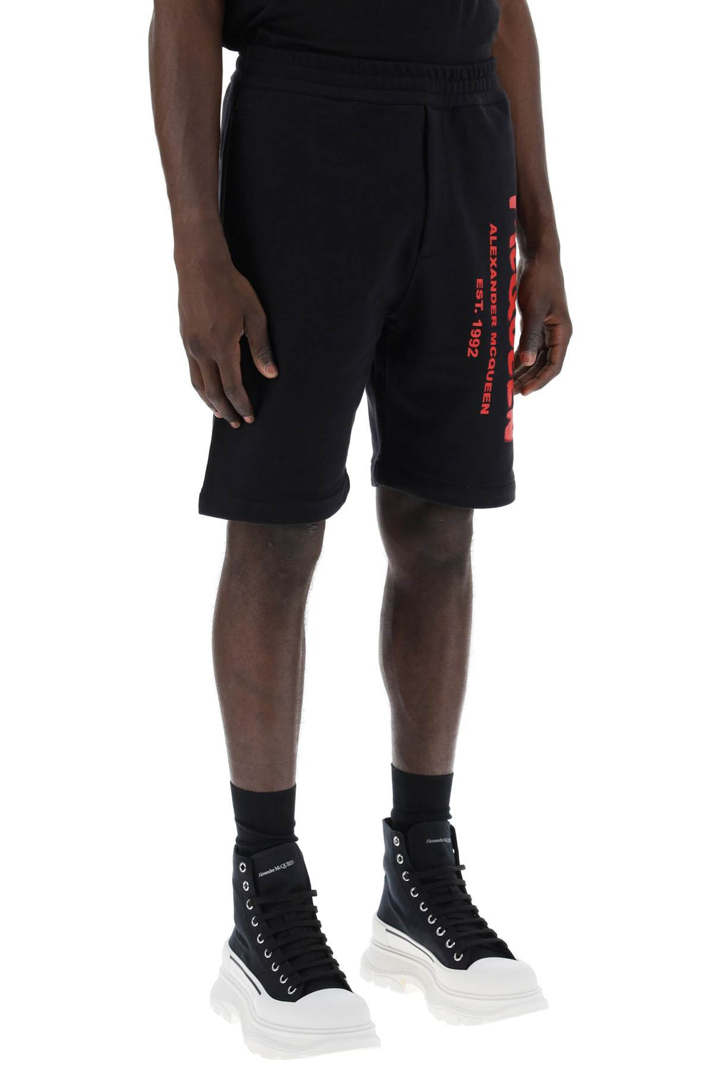 Alexander Mcqueen Jersey Graffiti Sweatshorts