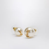Saint Laurent Asymmetrical Earrings With Pearl And Cassandre Logo