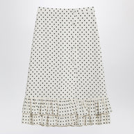 Valentino Ivory Polka-dot Skirt With Ruffles