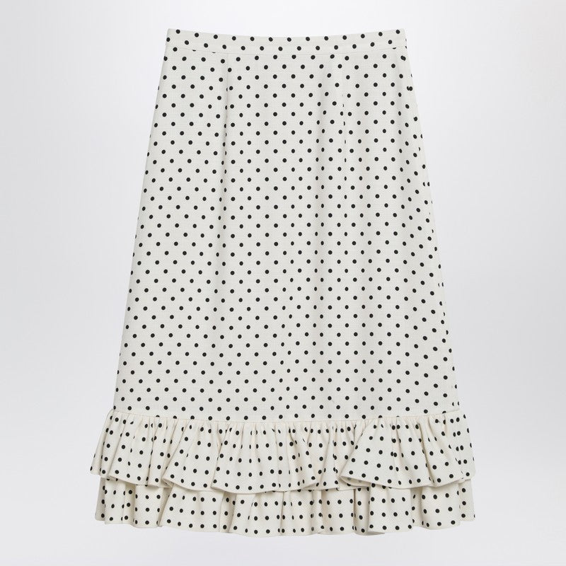 Valentino Ivory Polka-dot Skirt With Ruffles