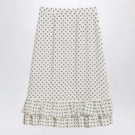 Valentino Ivory Polka-dot Skirt With Ruffles