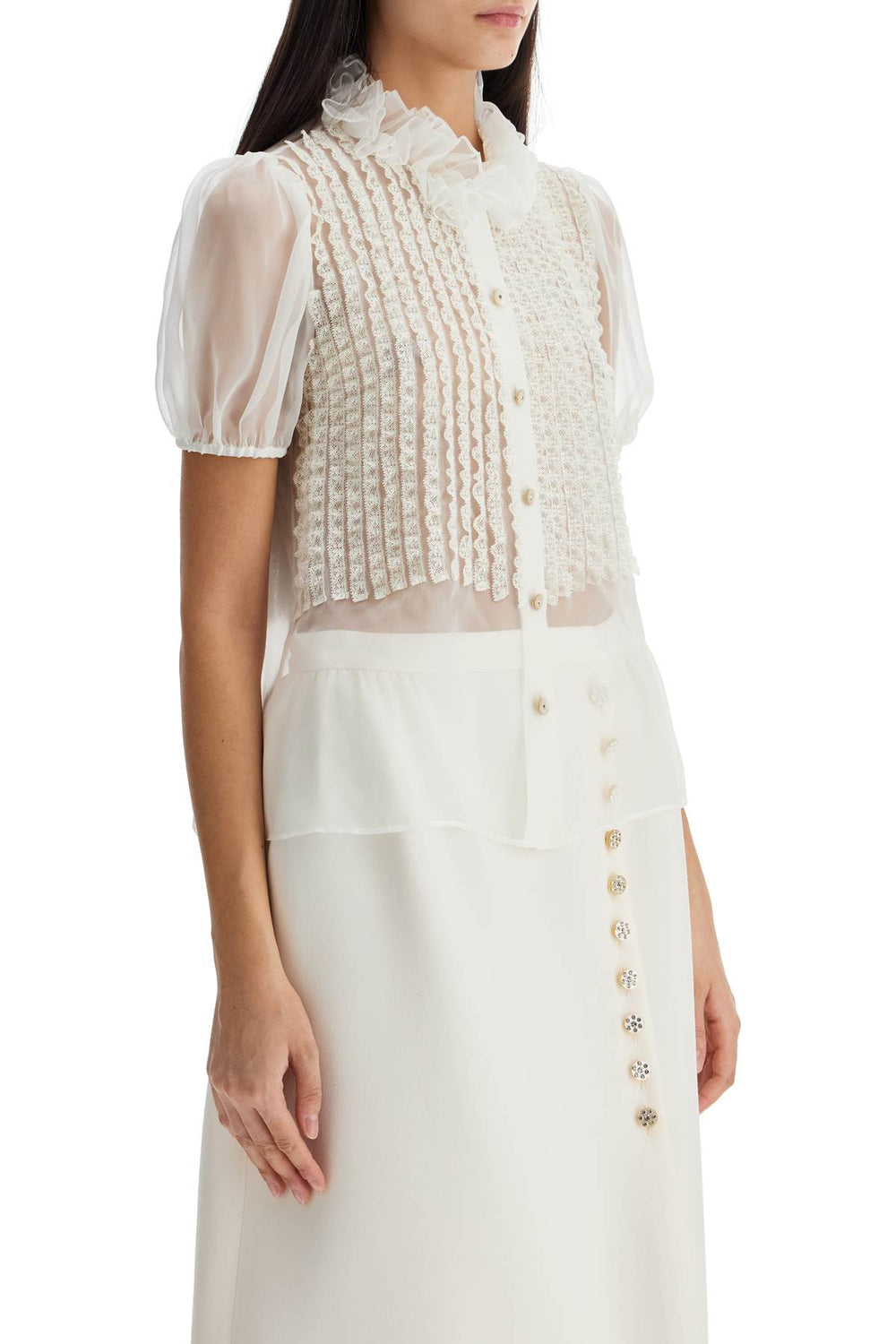 Valentino Garavani Short-Sleeved Chiffon Blouse