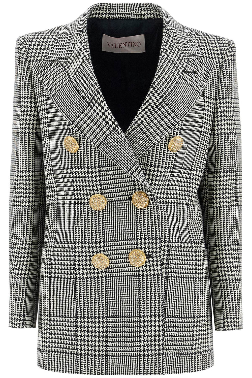 Valentino Garavani Double-Breasted Pied De Poule Wool Blazer