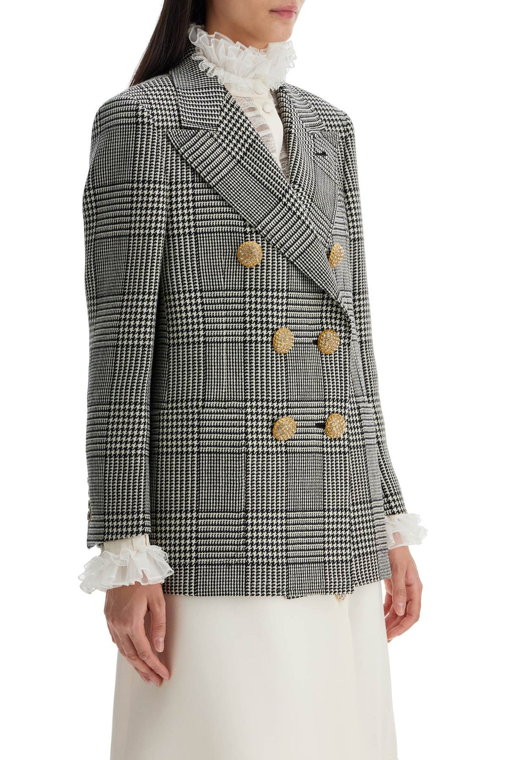 Valentino Garavani Double-Breasted Pied De Poule Wool Blazer