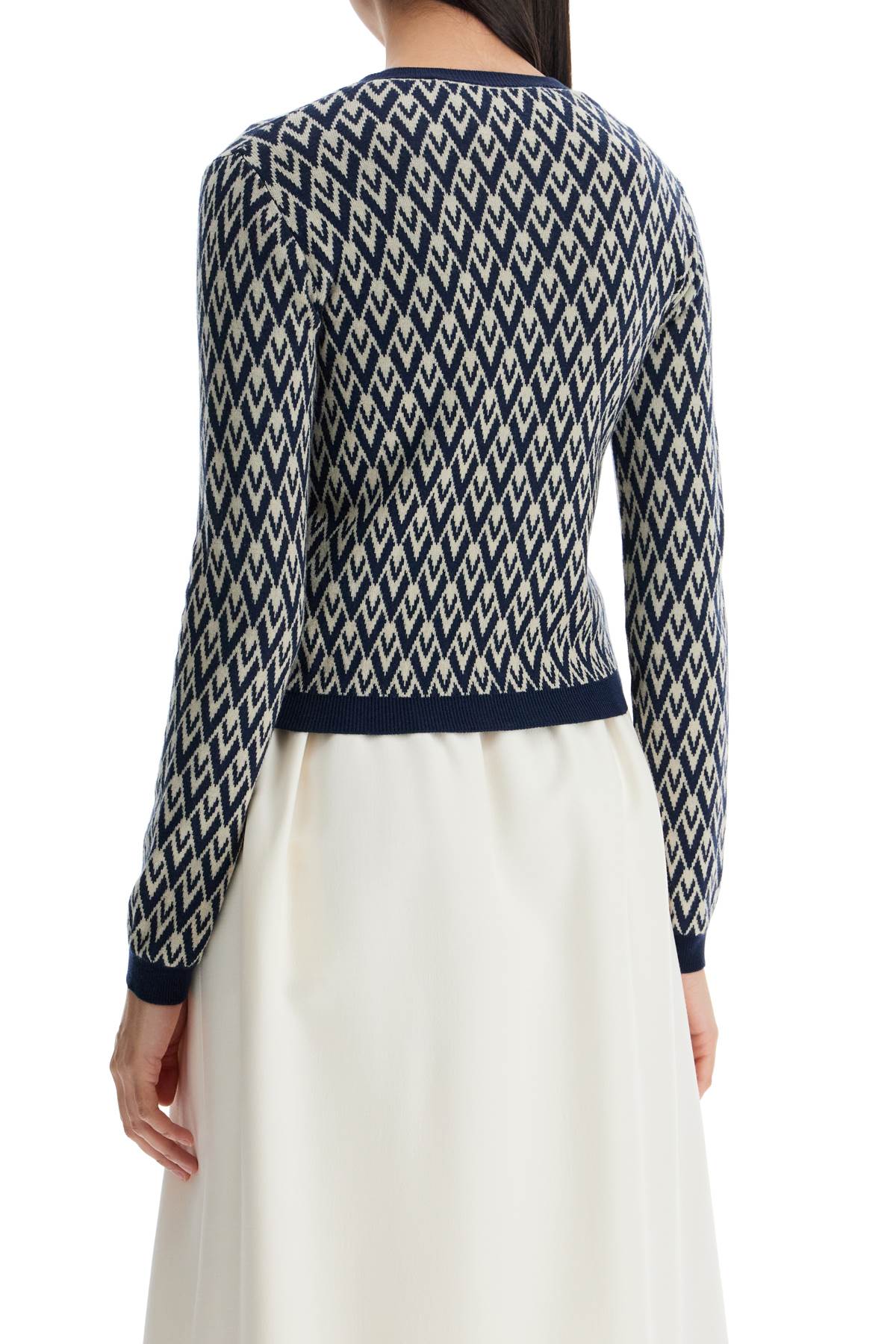 Valentino Garavani Ida Jacquard Wool Toute La V Cardigan