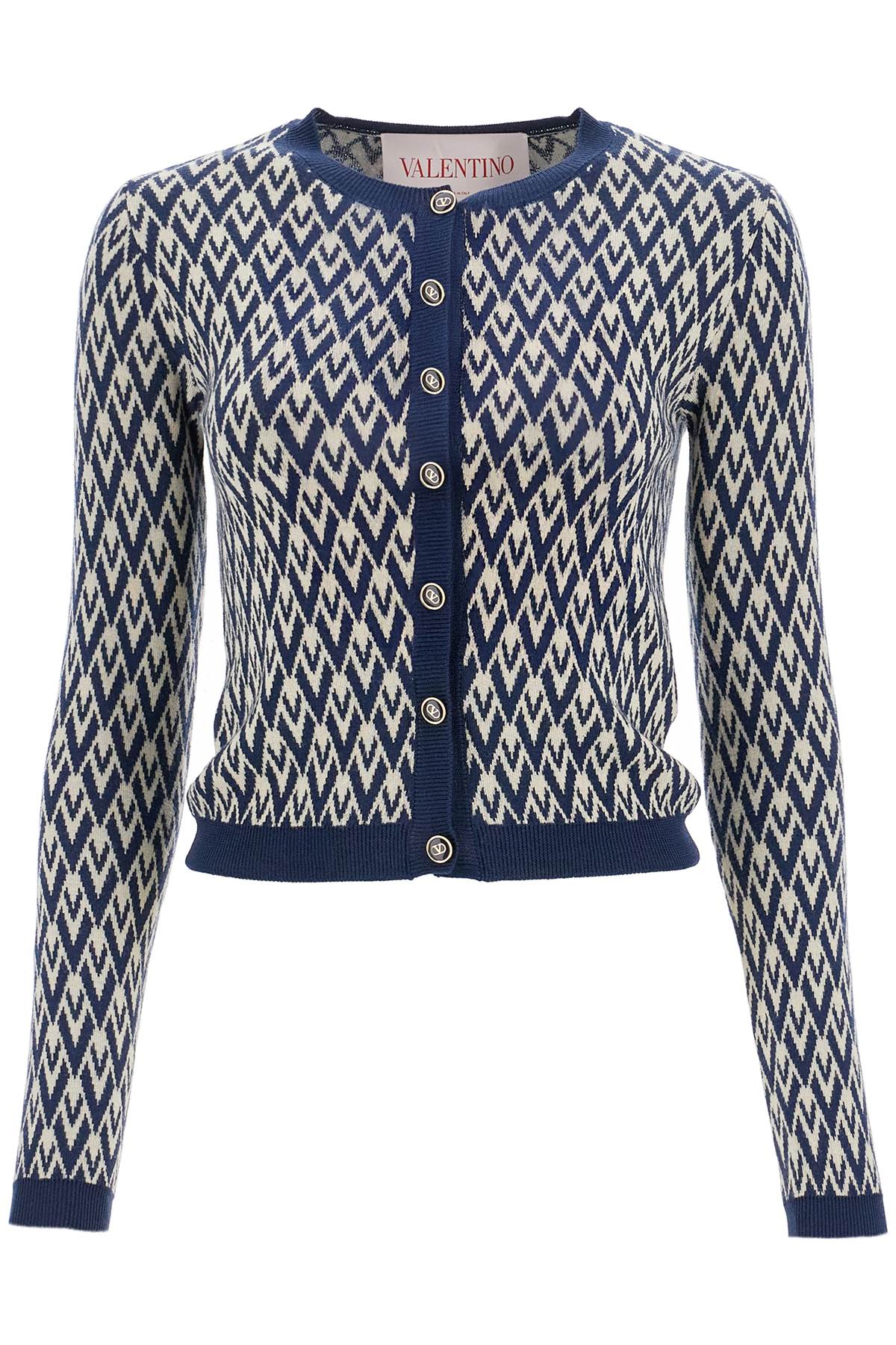 Valentino Garavani Ida Jacquard Wool Toute La V Cardigan