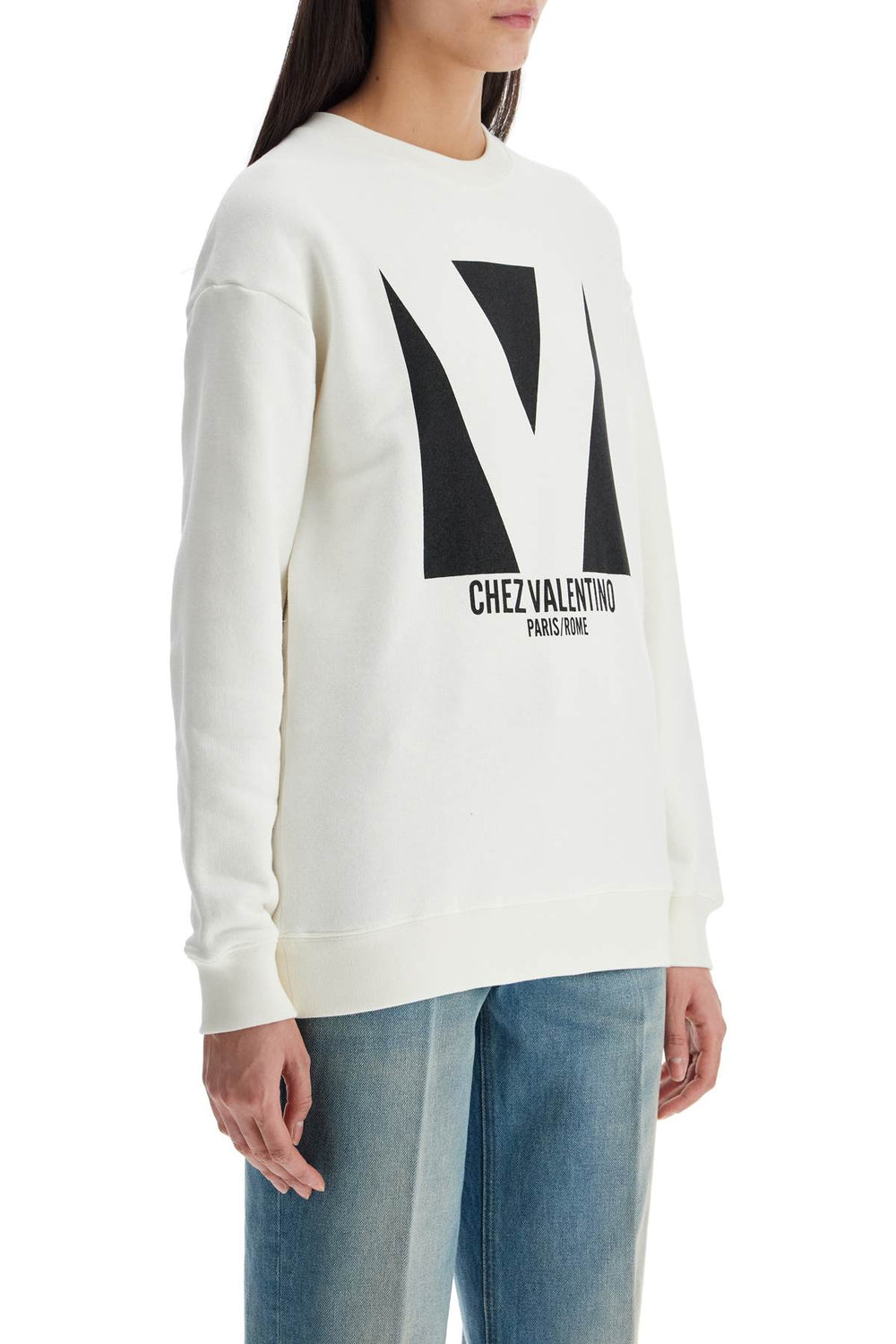 Valentino Garavani Ivory Cotton Chez Valentino Sweatshirt