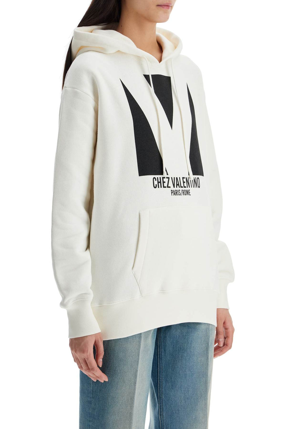 Valentino Garavani Ivory Cotton Chez Valentino Hoodie