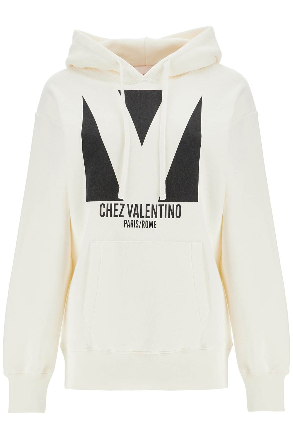 Valentino Garavani Ivory Cotton Chez Valentino Hoodie