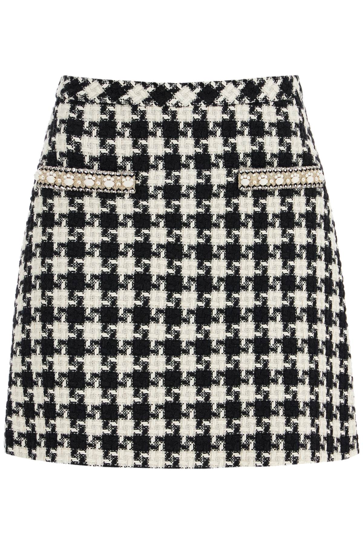 Valentino Garavani Embroidered Damier Light Tweed Skirt