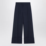 Valentino Indigo Pants In Wool And Silk