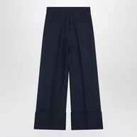 Valentino Indigo Pants In Wool And Silk