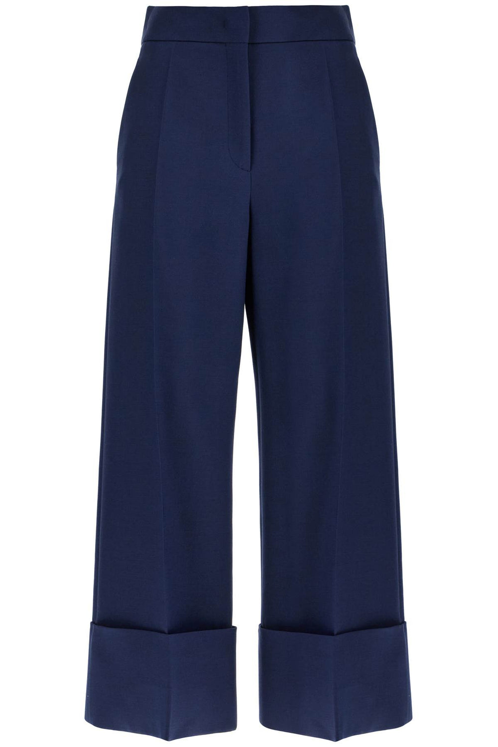 Valentino Garavani High-waisted Wide Leg Pants In Silk And Wool Indigo