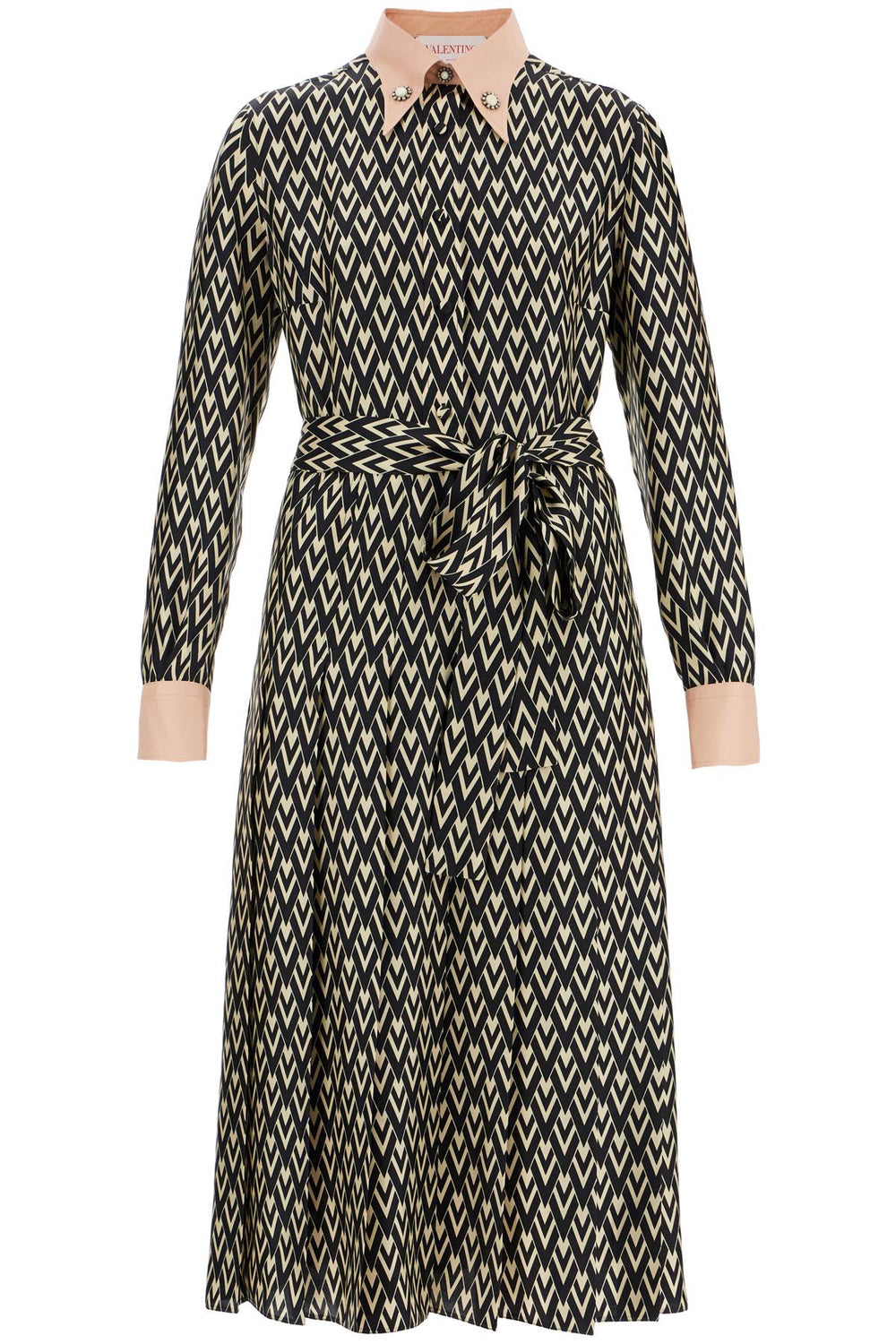 Valentino Garavani Midi Twill Dress With Allover 'Toute La V' Print