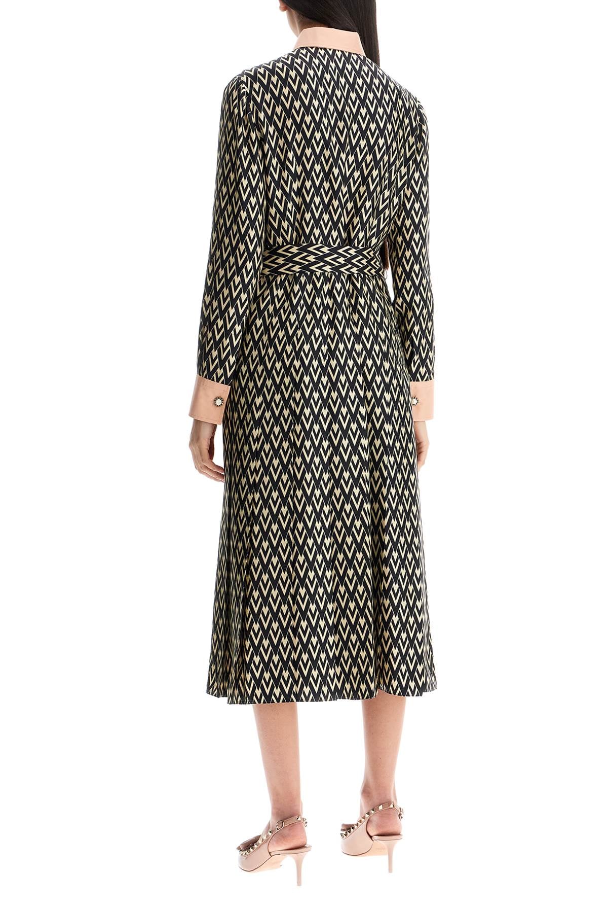 Valentino Garavani Midi Twill Dress With Allover 'Toute La V' Print