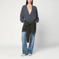 Stella McCartney Grey/dark Green Cardigan With Crossed Sleeves
