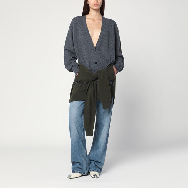 Stella McCartney Grey/dark Green Cardigan With Crossed Sleeves