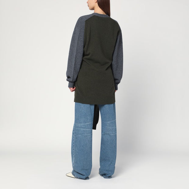 Stella McCartney Grey/dark Green Cardigan With Crossed Sleeves