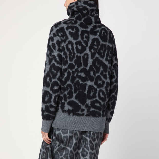 Stella McCartney Leopard Print Turtleneck Sweater In Wool
