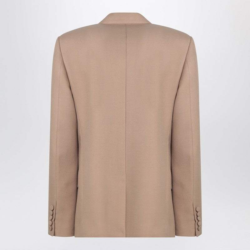 Valentino Double-breasted Jacket Camel Light In Wool