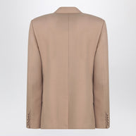 Valentino Double-breasted Jacket Camel Light In Wool