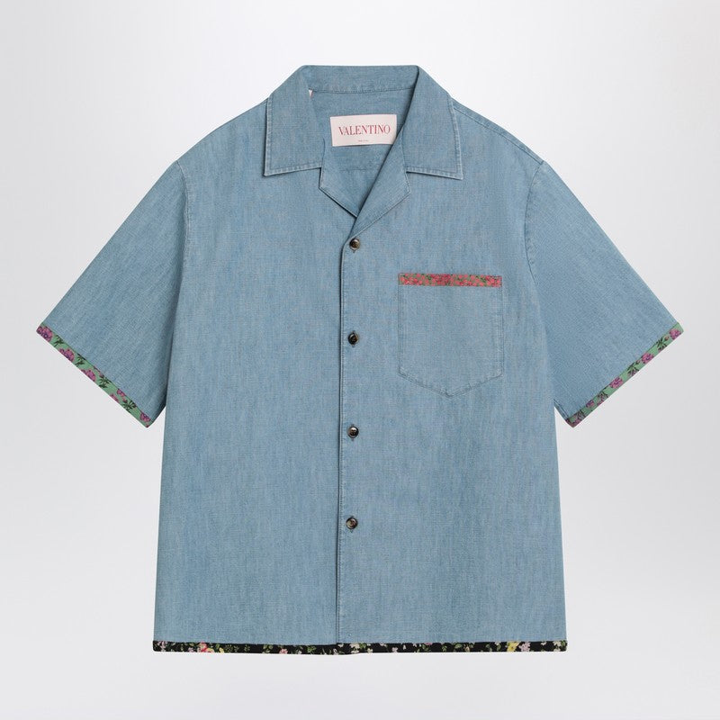 Valentino Denim Shirt With Floral Trims