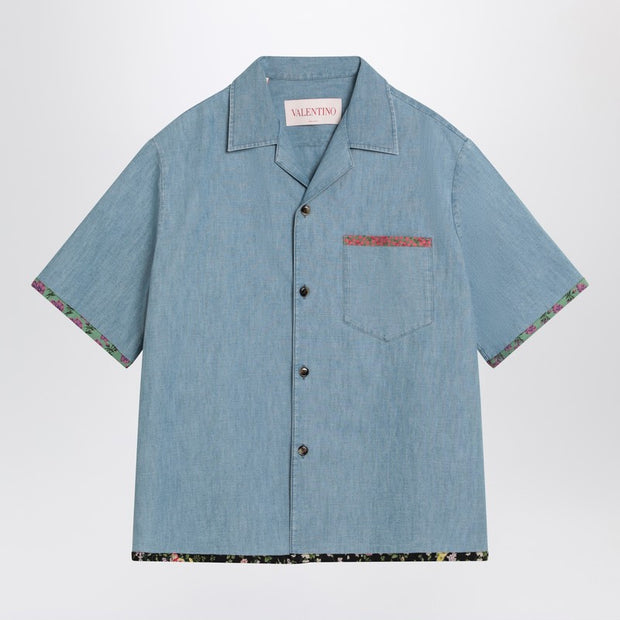 Valentino Denim Shirt With Floral Trims