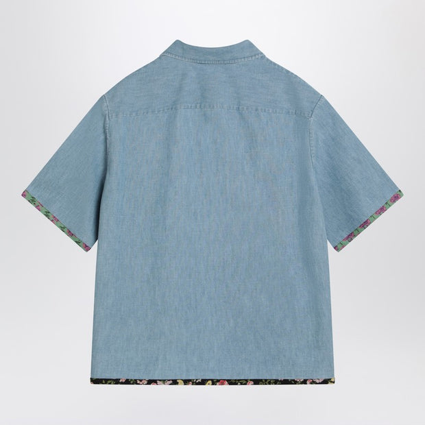Valentino Denim Shirt With Floral Trims