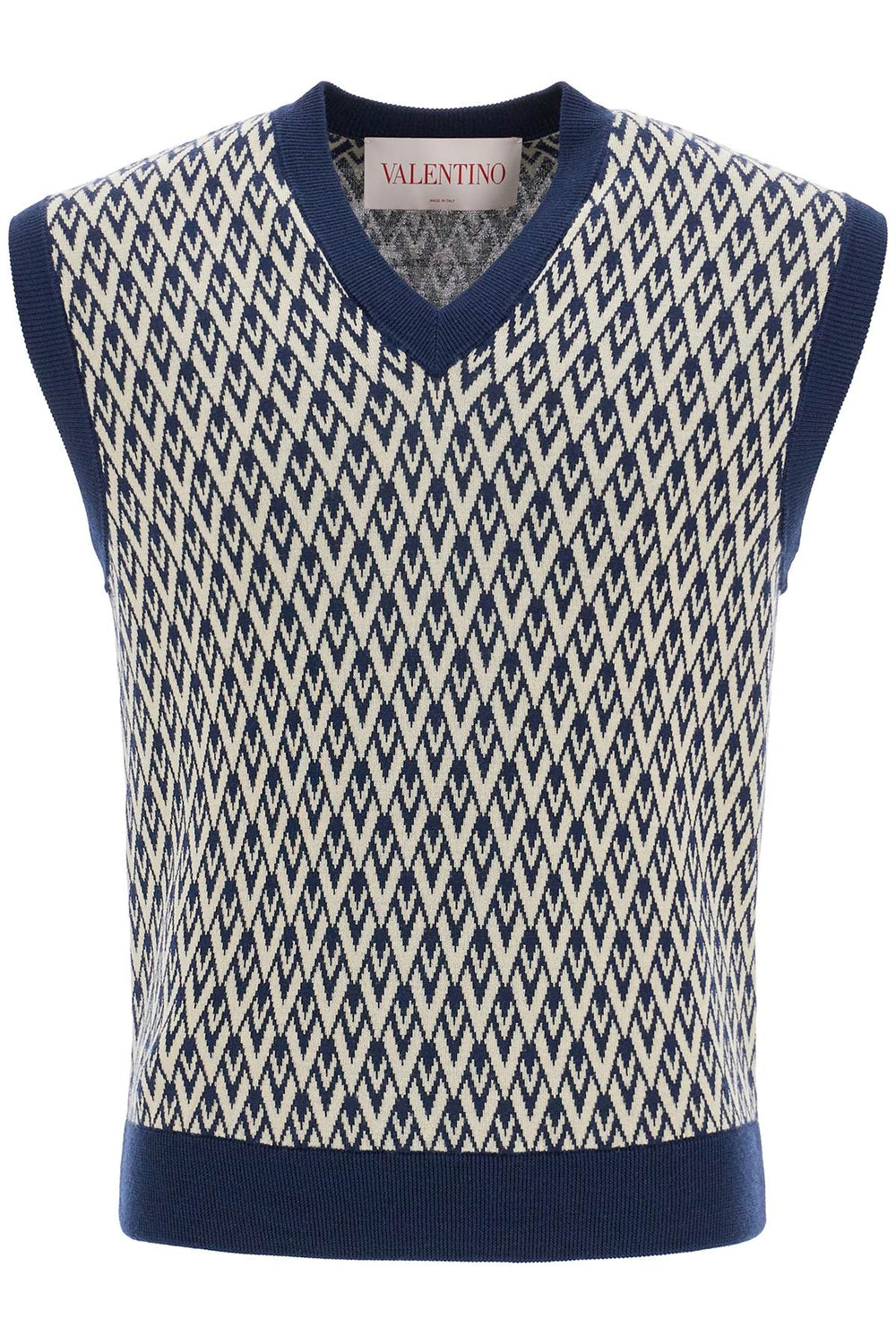 Valentino Garavani Navy Virgin Wool Sweater Vest