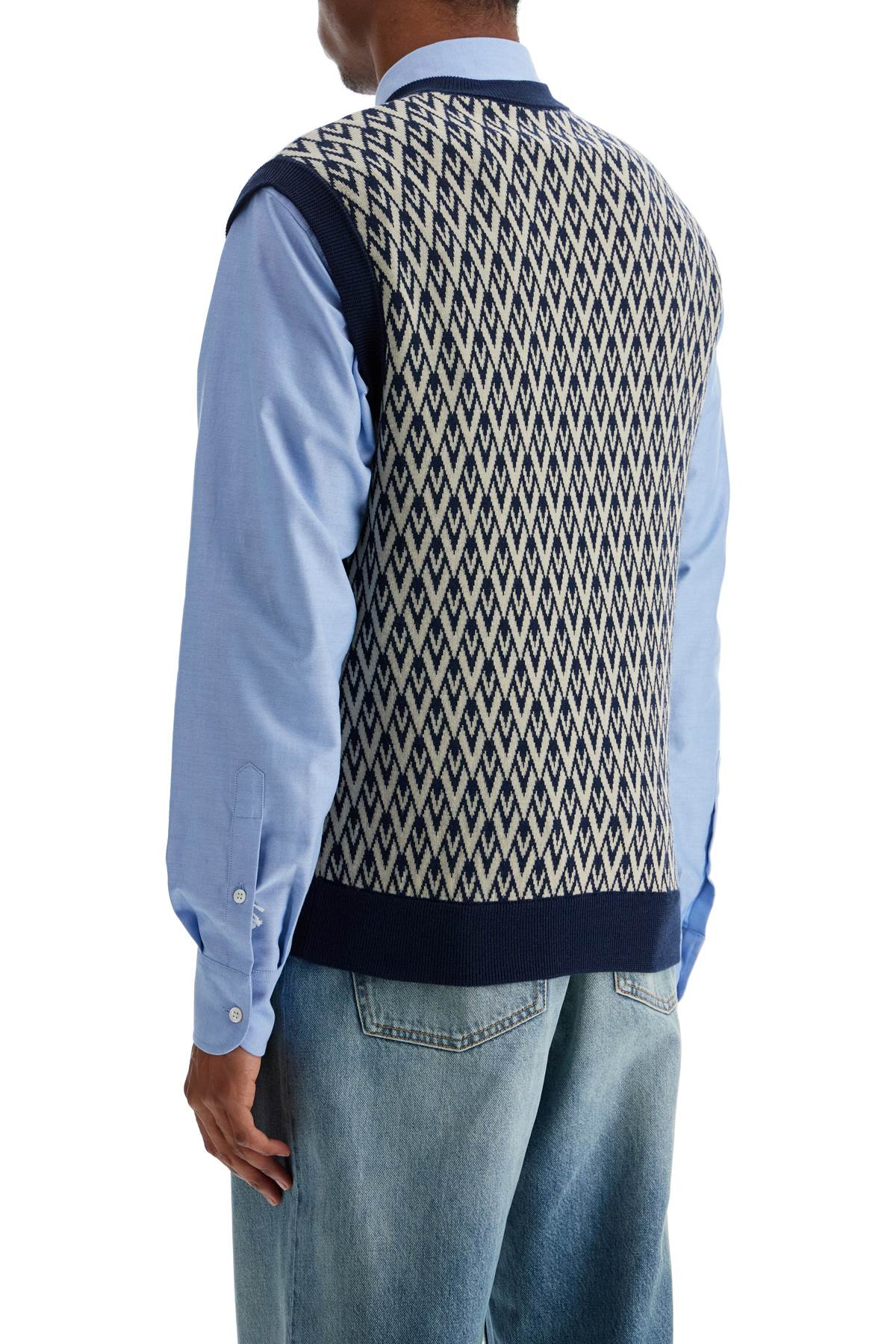 Valentino Garavani Navy Virgin Wool Sweater Vest