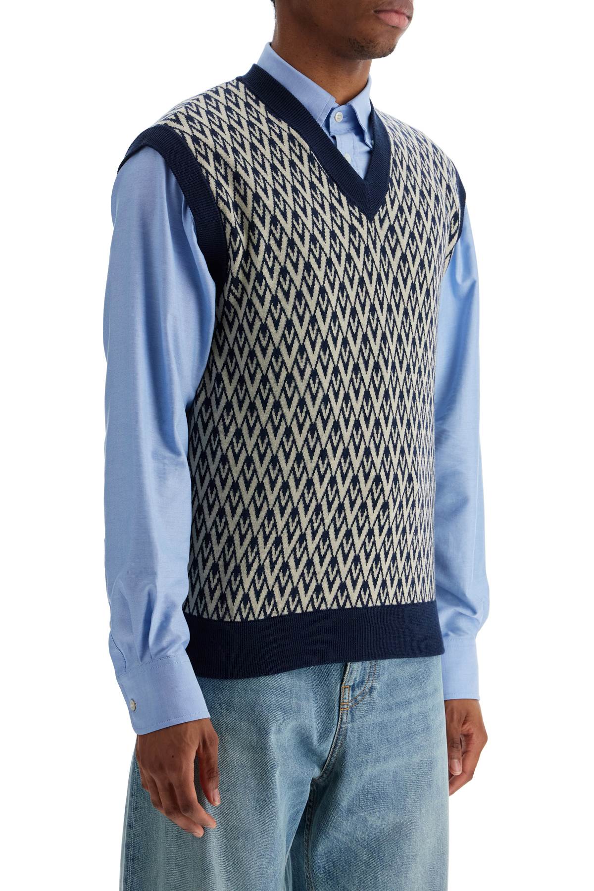 Valentino Garavani Navy Virgin Wool Sweater Vest