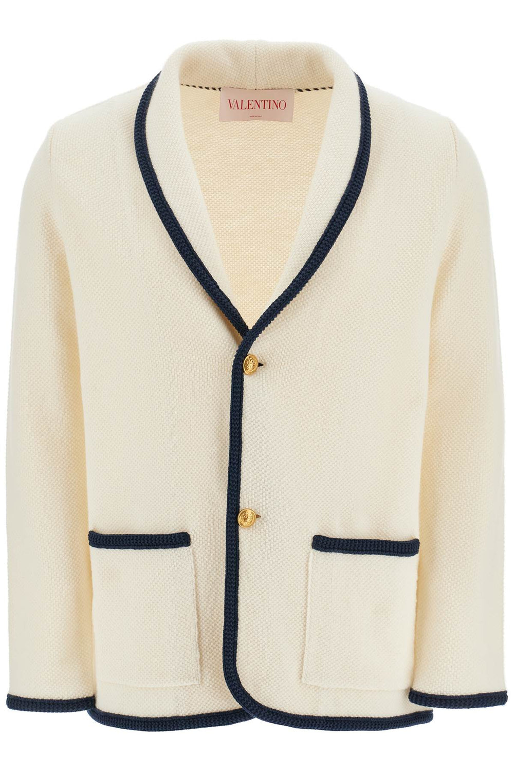 Valentino Garavani Men's Cotton And Wool Jacket In Butter Color With Shawl Collar