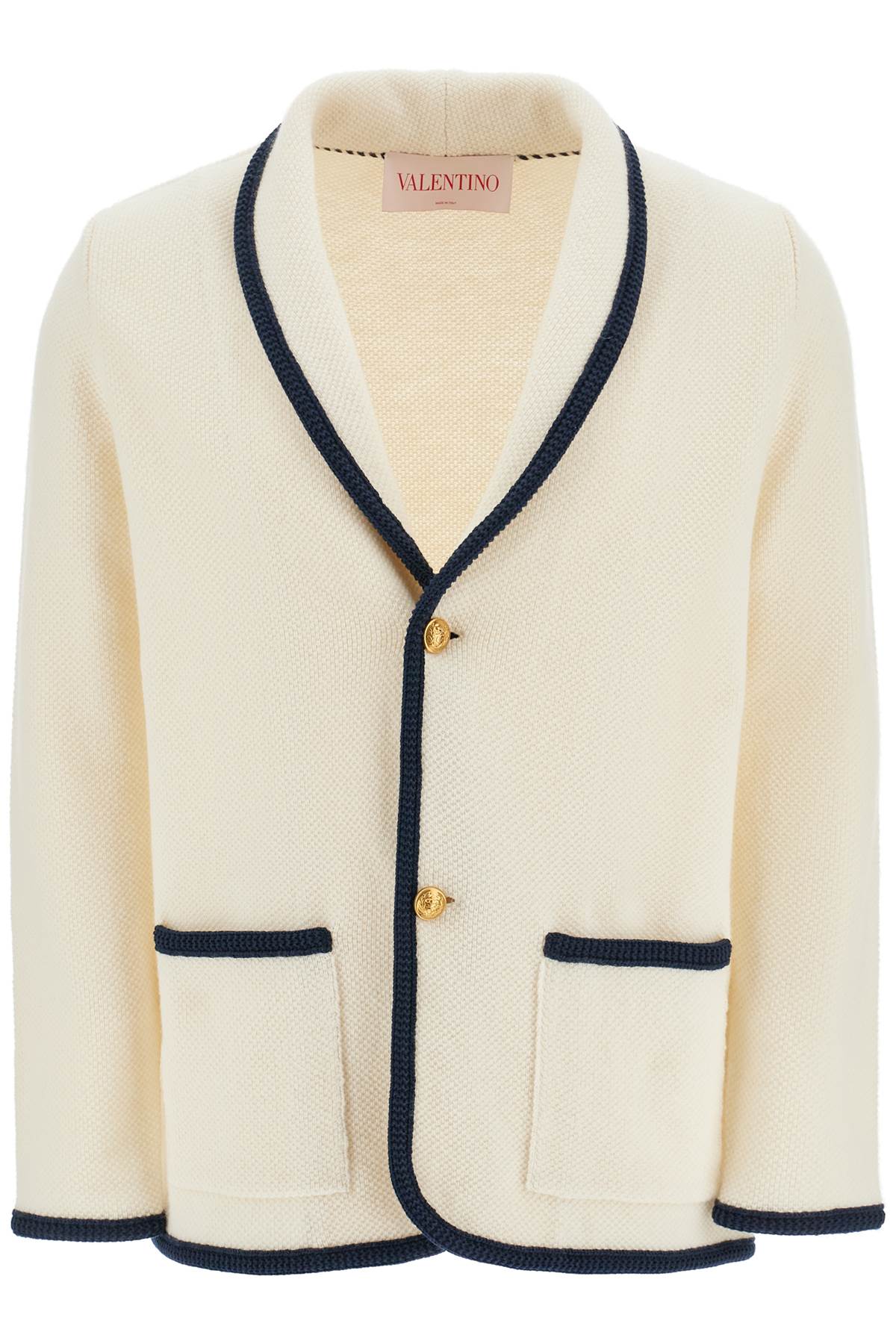 Valentino Garavani Cotton And Wool Jacket In Butter With Shawl Collar