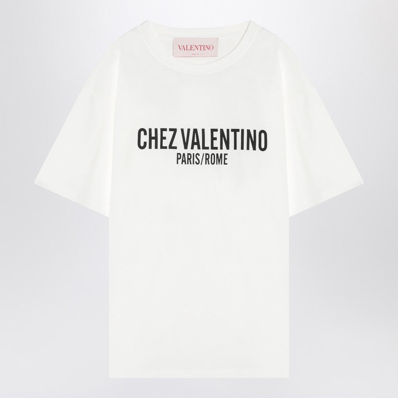 Ivory T-shirt With Chez Valentino Print