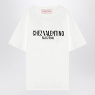 Ivory T-shirt With Chez Valentino Print