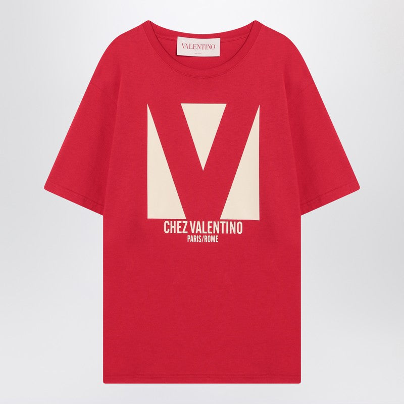 Red T-shirt With Chez Valentino Print