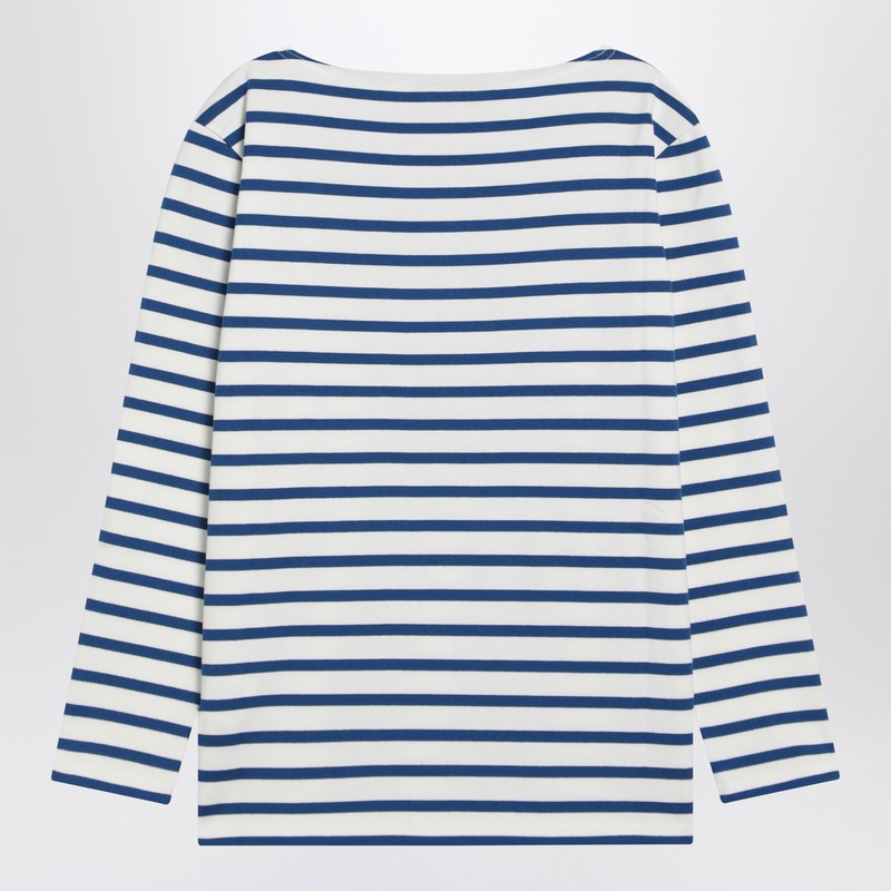 Ivory T-shirt With Blue Stripes Chez Valentino