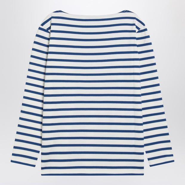 Ivory T-shirt With Blue Stripes Chez Valentino