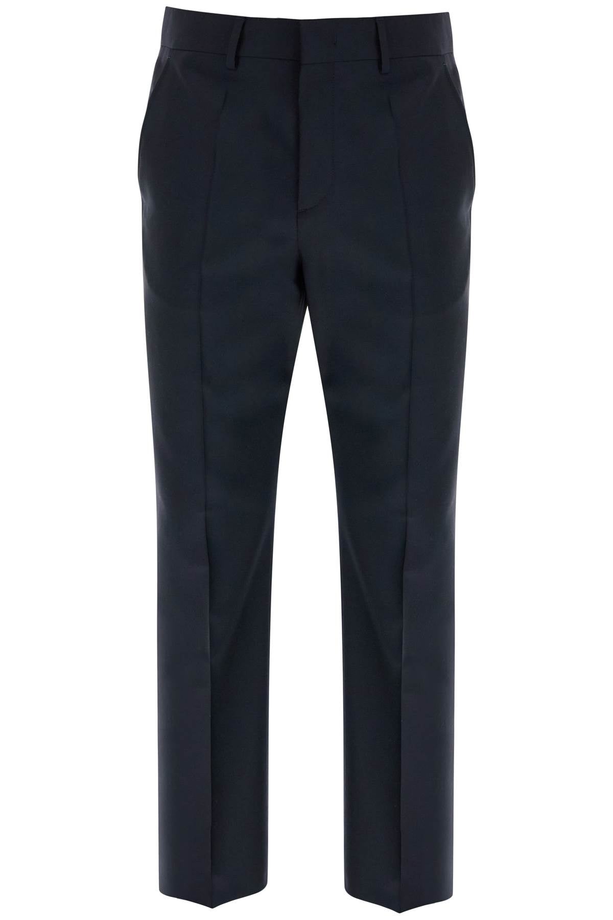 Valentino Garavani Dark Blue Wool Elegant Pants Regular Fit With Pleats