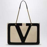 Valentino Garavani Large Viva Superstar Bag In Butter White/black