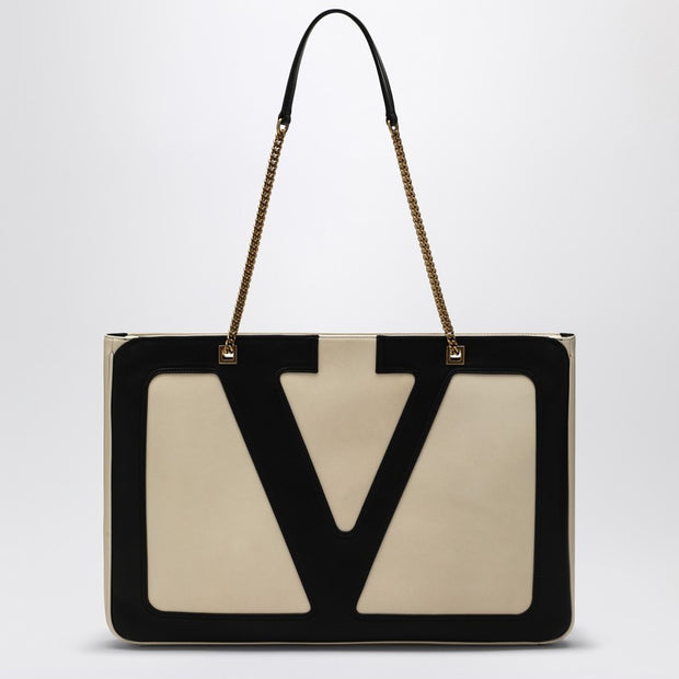 Valentino Garavani Large Viva Superstar Bag In Butter White/black