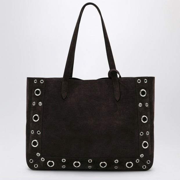 Valentino Garavani Medium Nellcôte Tote In Brown Suede