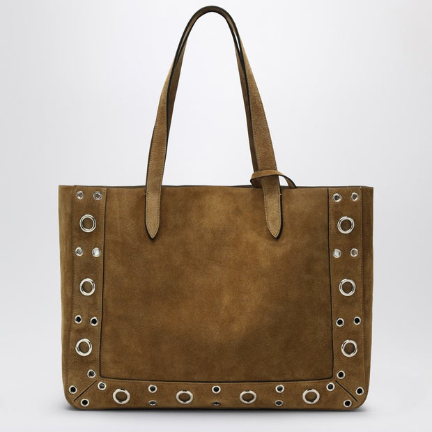 Valentino Garavani Medium Nellcôte Tote In Havana Suede
