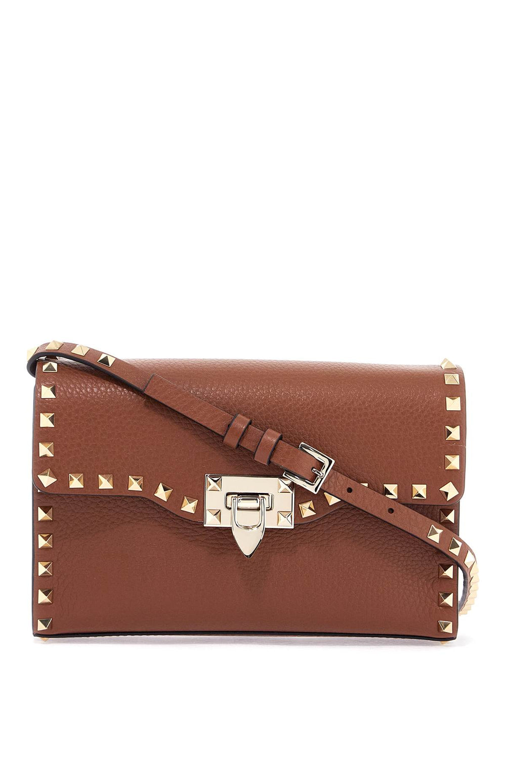 Valentino Garavani Rockstud Small Brown Leather Shoulder Bag