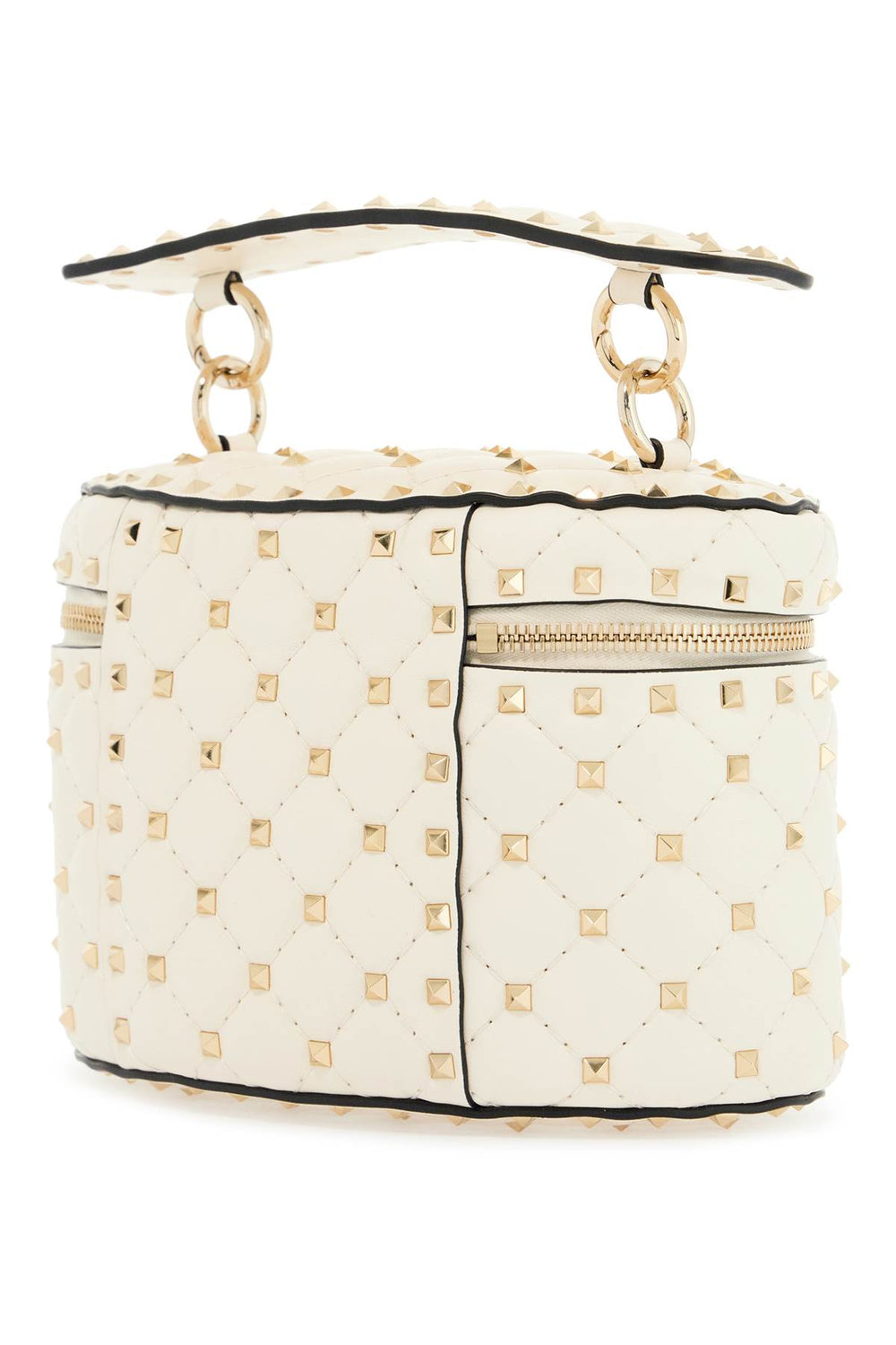 Valentino Garavani Light Ivory Leather Cylinder Bag With Chain