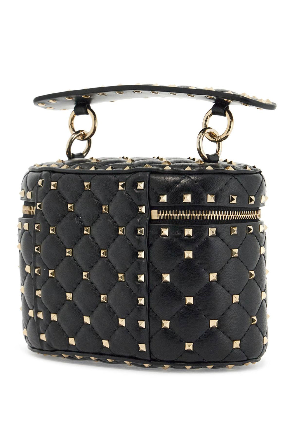 Valentino Garavani Black Quilted Leather Cylindrical Vanity Bag With Chain