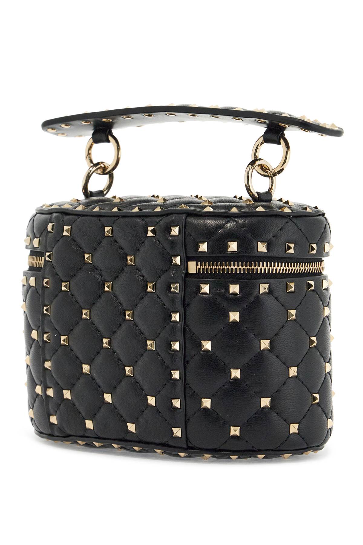 Valentino Garavani Black Quilted Leather Cylindrical Vanity Bag With Chain