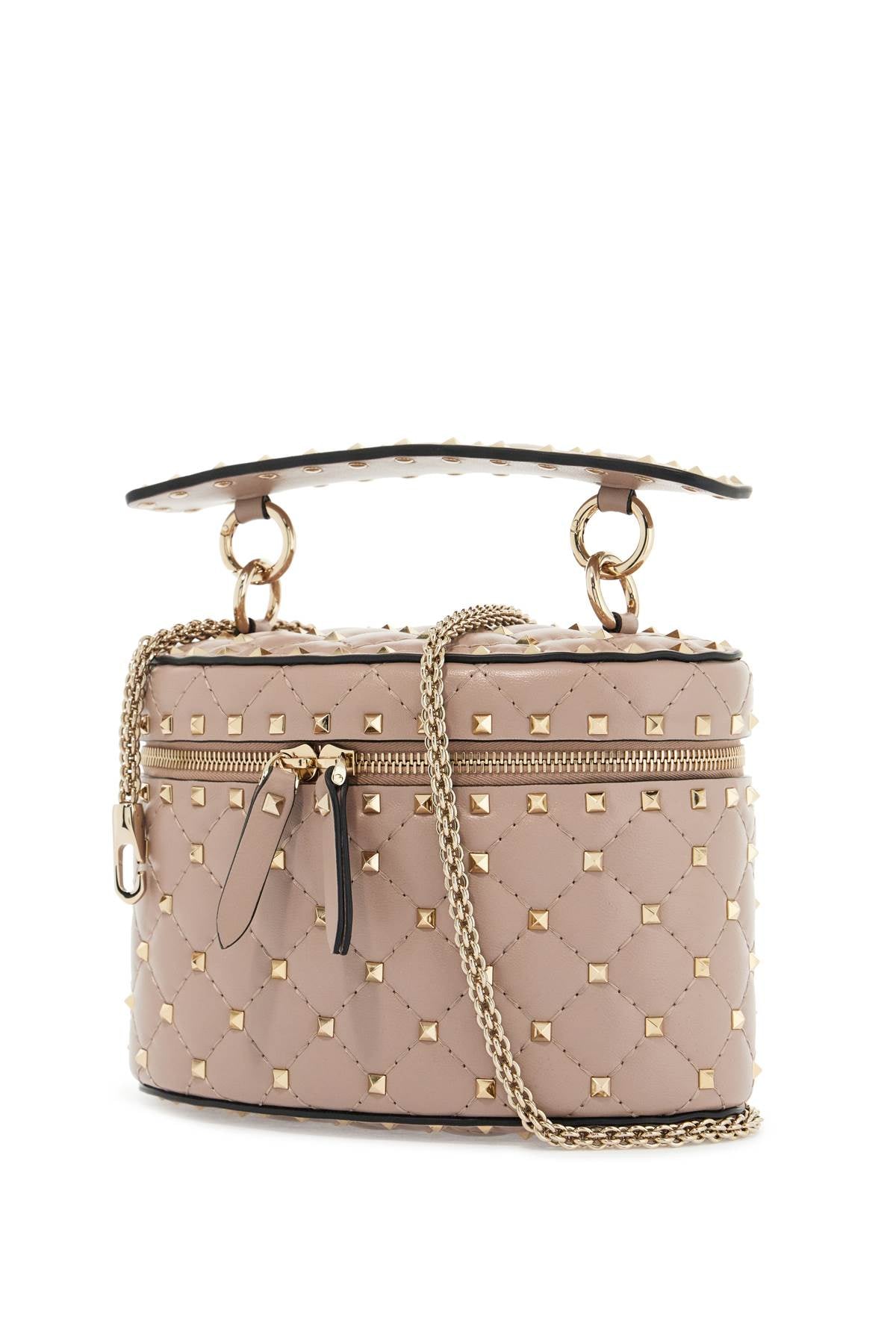 Valentino Garavani Cylindrical Vanity Bag In Powder Leather With Diamond Pattern