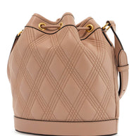 Valentino Garavani Quilted Pink Leather Bucket Crossbody Bag With Golden Details